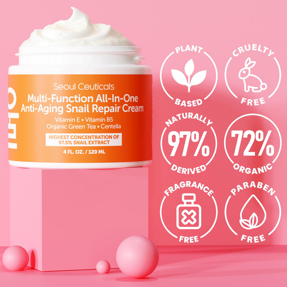 Label on SeoulCeuticals product emphasizes organic ingredients for clean skincare.