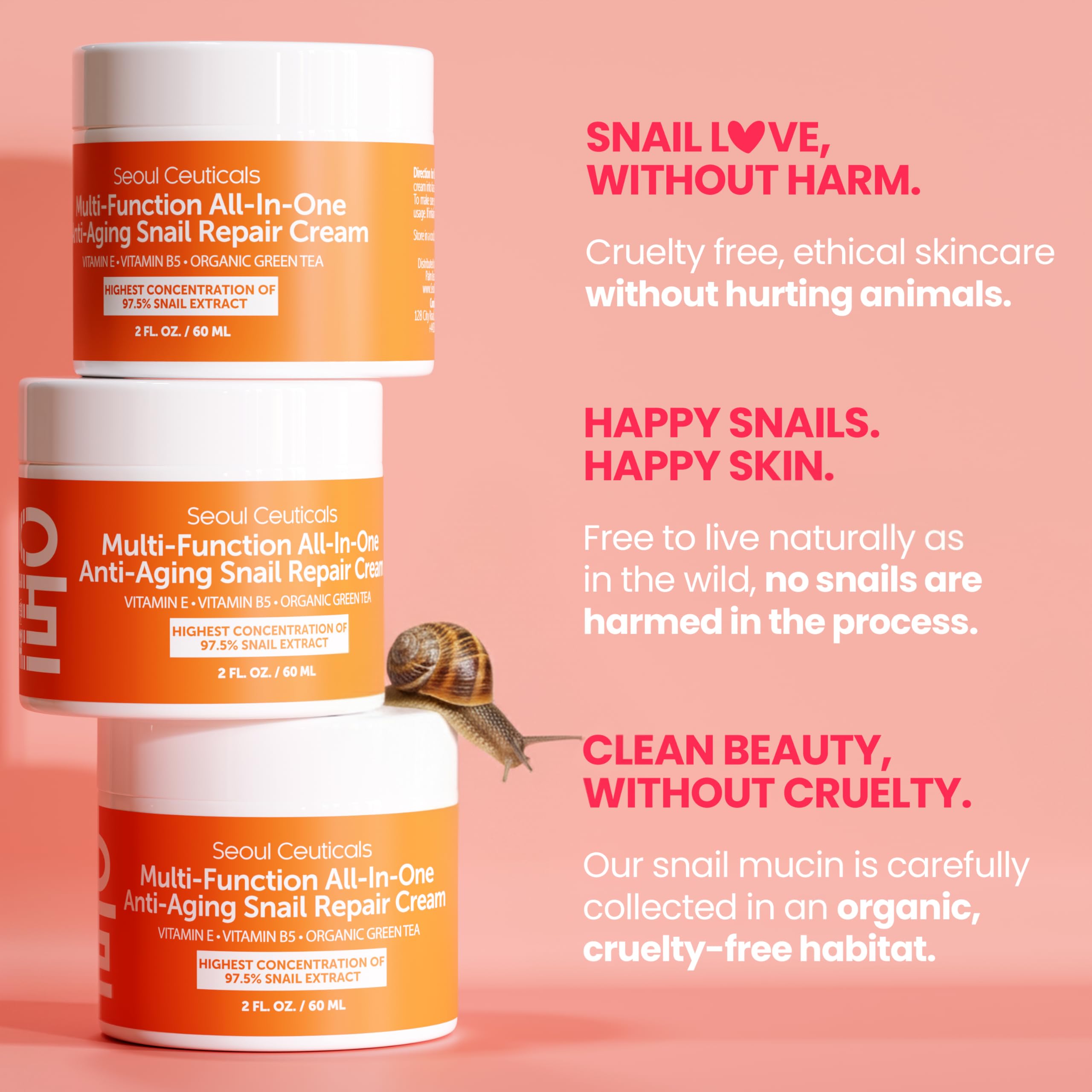 SeoulCeuticals snail mucin moisturizer 97.5% packaging highlights premium branding.