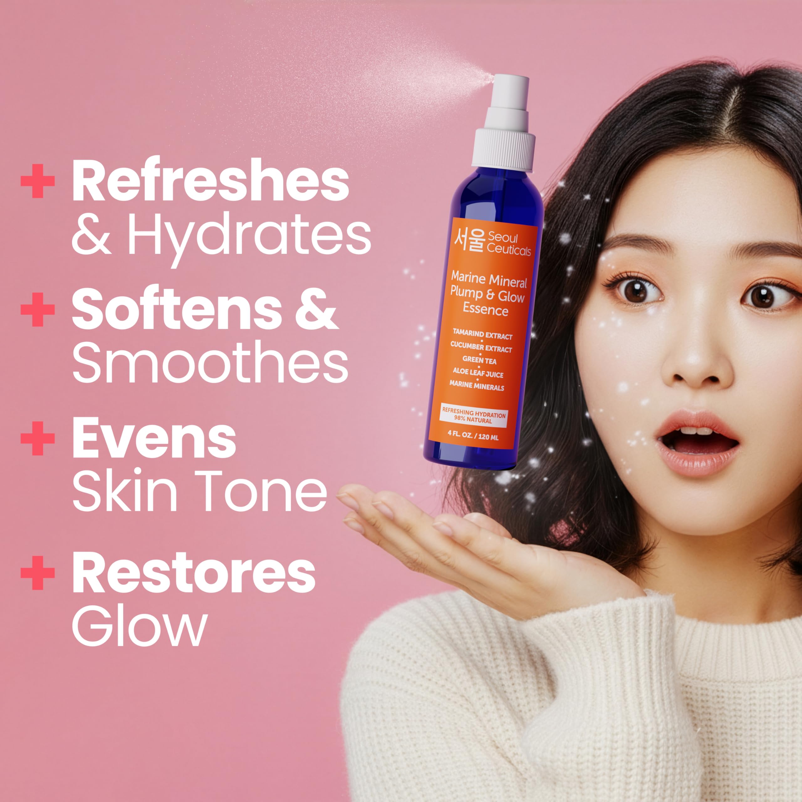 SeoulCeuticals Toner Esencia con agua marina y minerales para tono equilibrado.