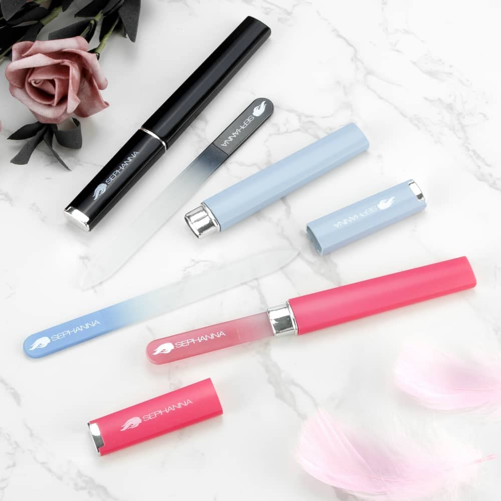 SEPHANNA crystal glass nail file travel case ready for on-the-go