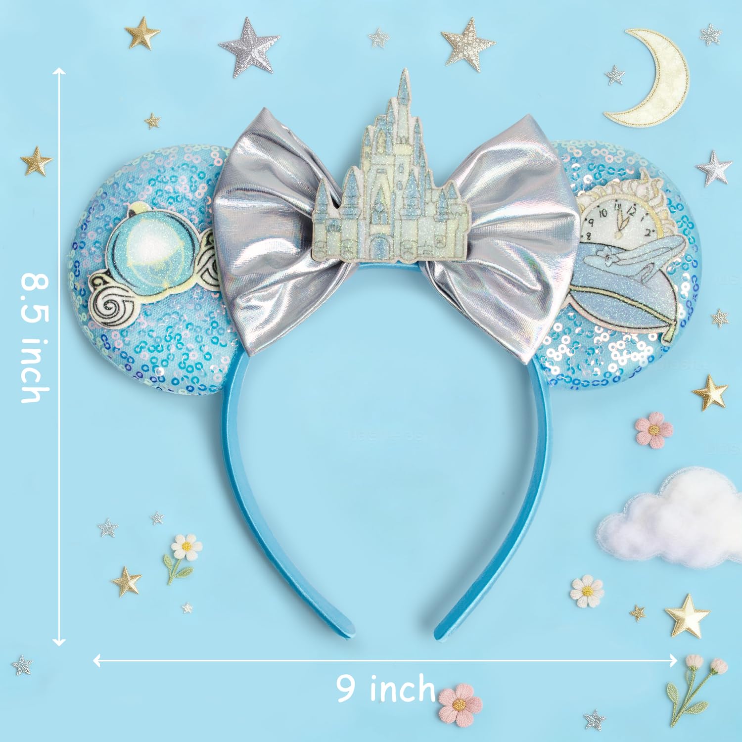 Seqiuay diadema azul lazos-castillo brillantes para eventos