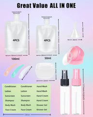 SEQUHITKU 17-pack wide opening travel pouches for easy refills