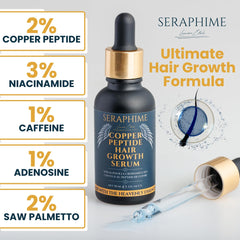 Seraphime caffeine hair-growth application to invigorate the scalp and improve circulation.