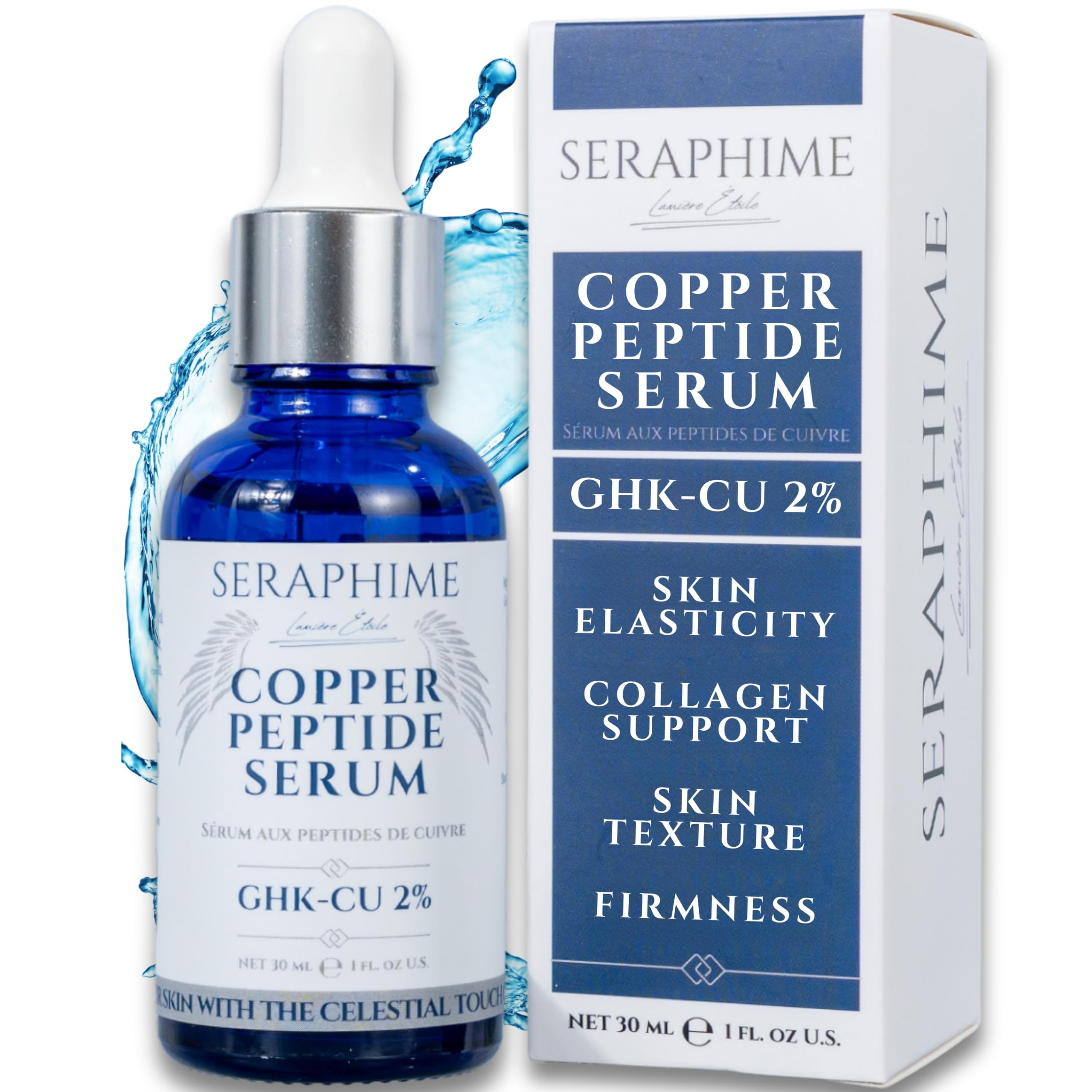 Seraphime Copper Peptides Serum bottle for lightweight hydration and quick absorption