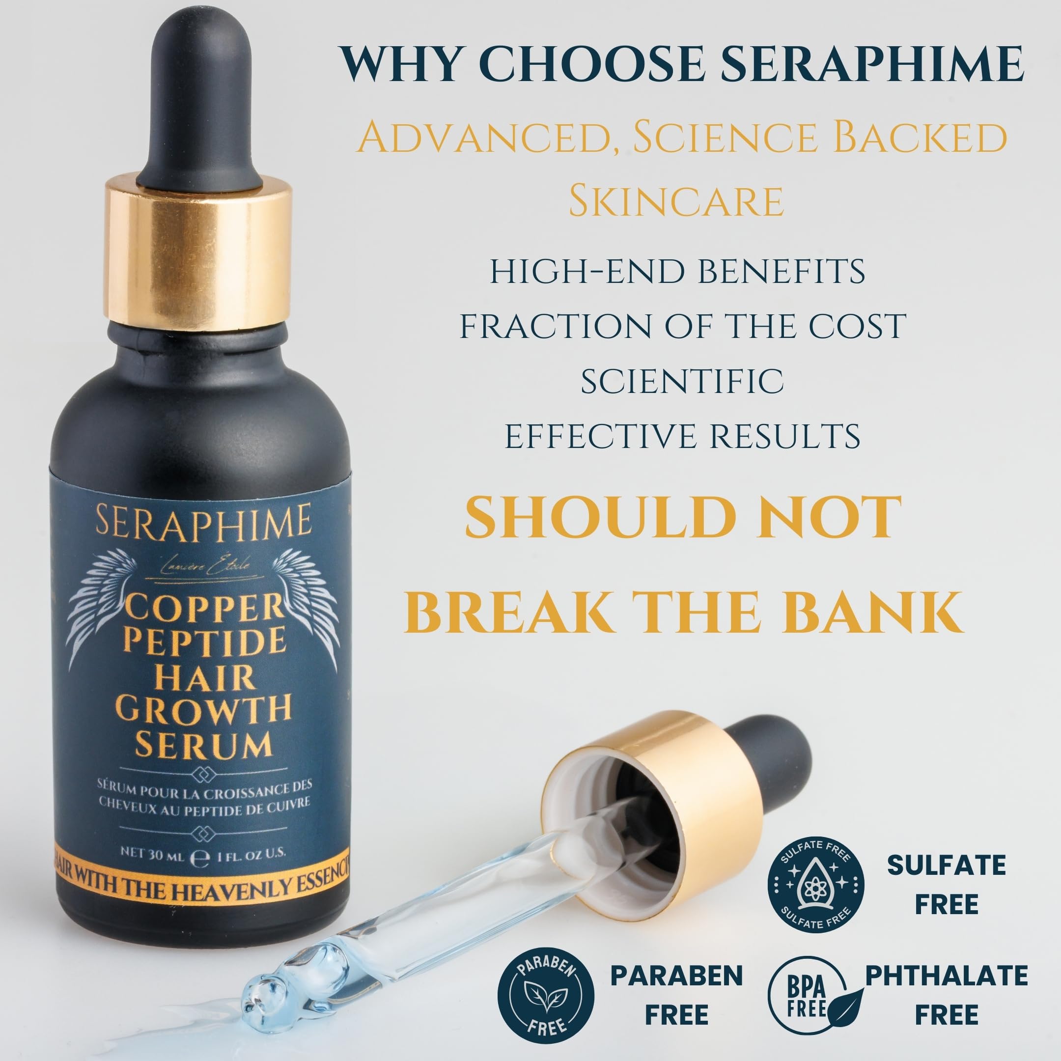 Seraphime multi-peptide formula illustration representing comprehensive scalp care.