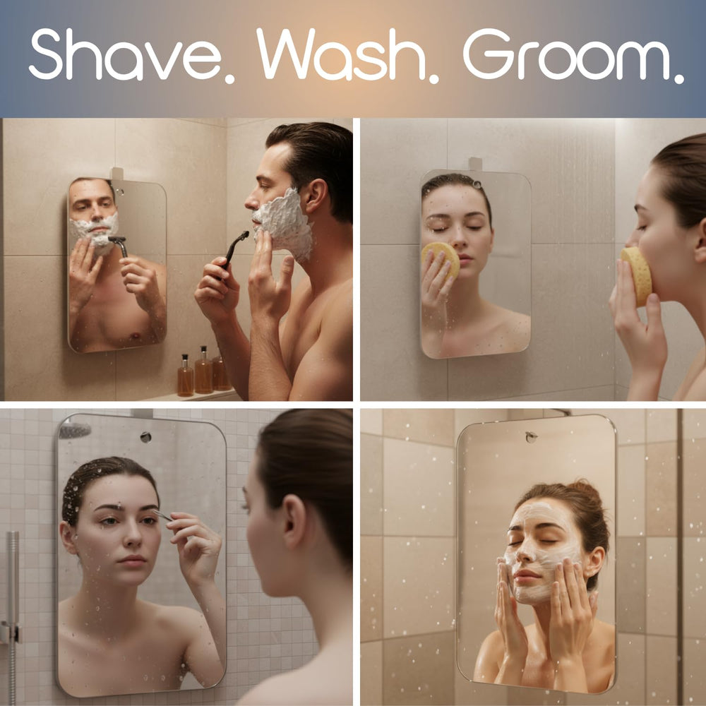 SereniBath shower mirror delivers crisp reflection for precise face washing