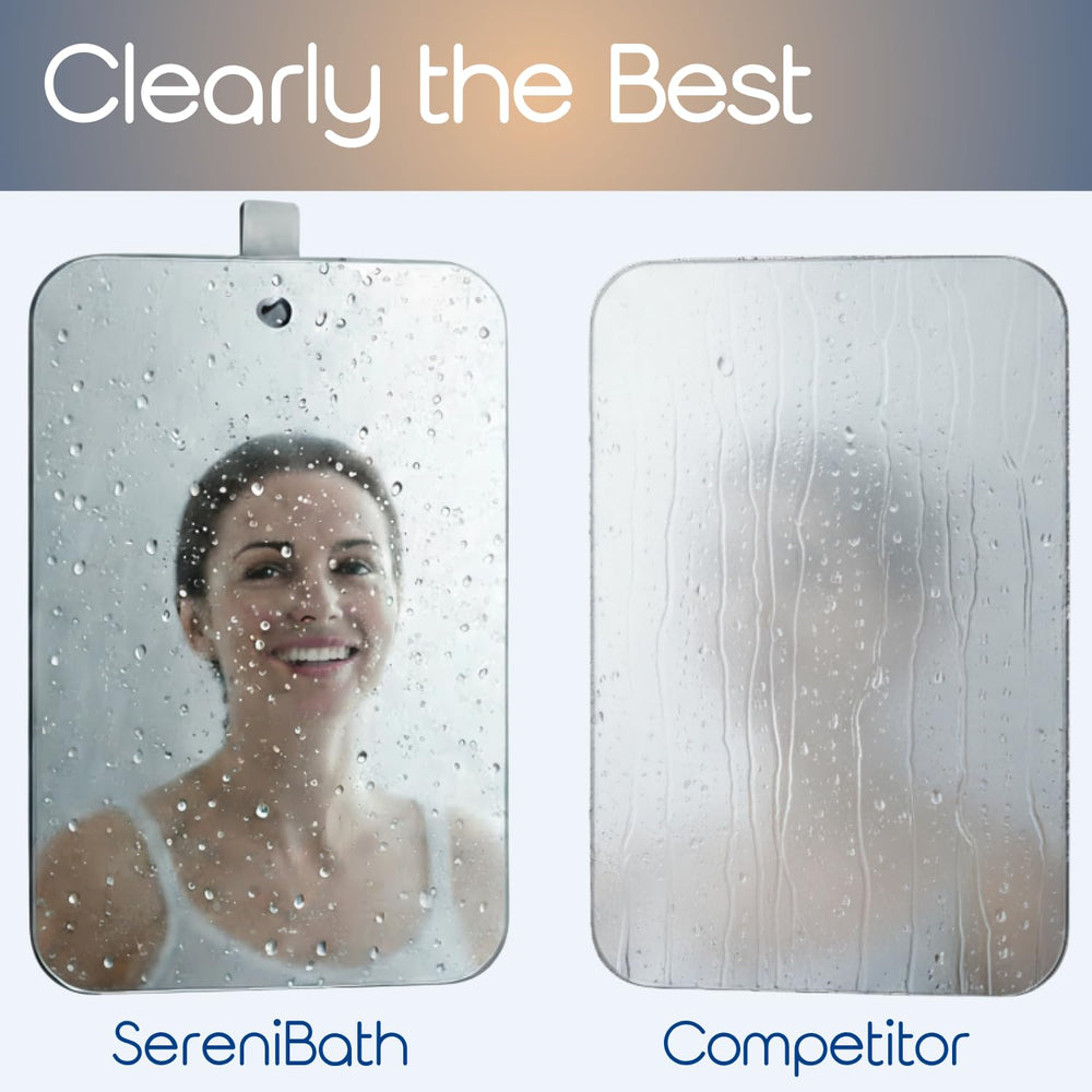 SereniBath mirror resists shattering in wet spaces for safety