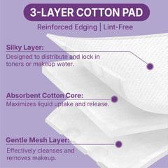 Serenorch pad in use with toner on cheek for even distribution.