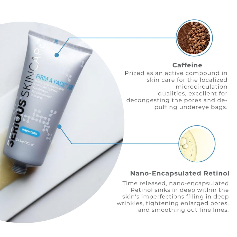 Retinol and caffeine ingredients in Firm A Face XR for smoothing