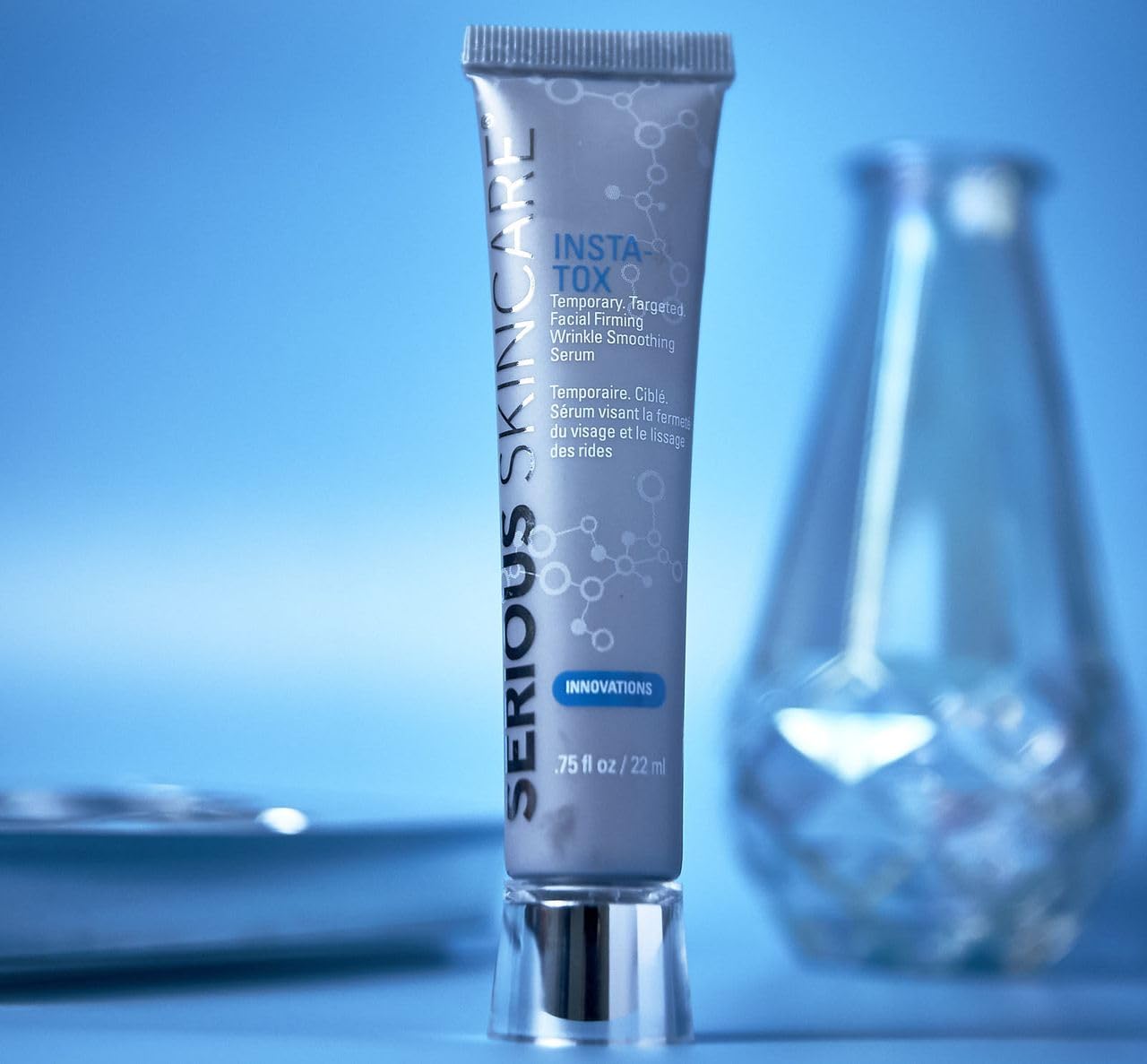 Serious Skincare INSTA-TOX compact packaging shows travel-friendly size