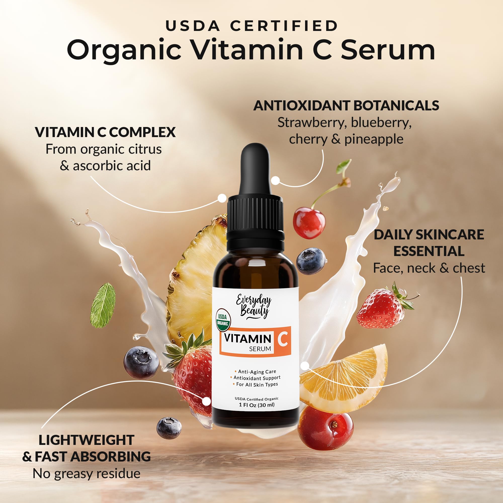 Aplicador gotero del Sérum Vitamina C Orgánico para dosis precisas.