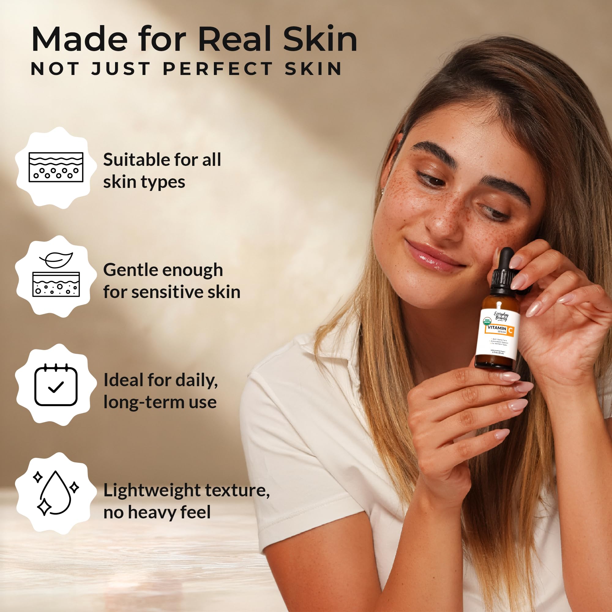Hidratación con glicerina y carragenina en el Sérum Vitamina C Orgánico.