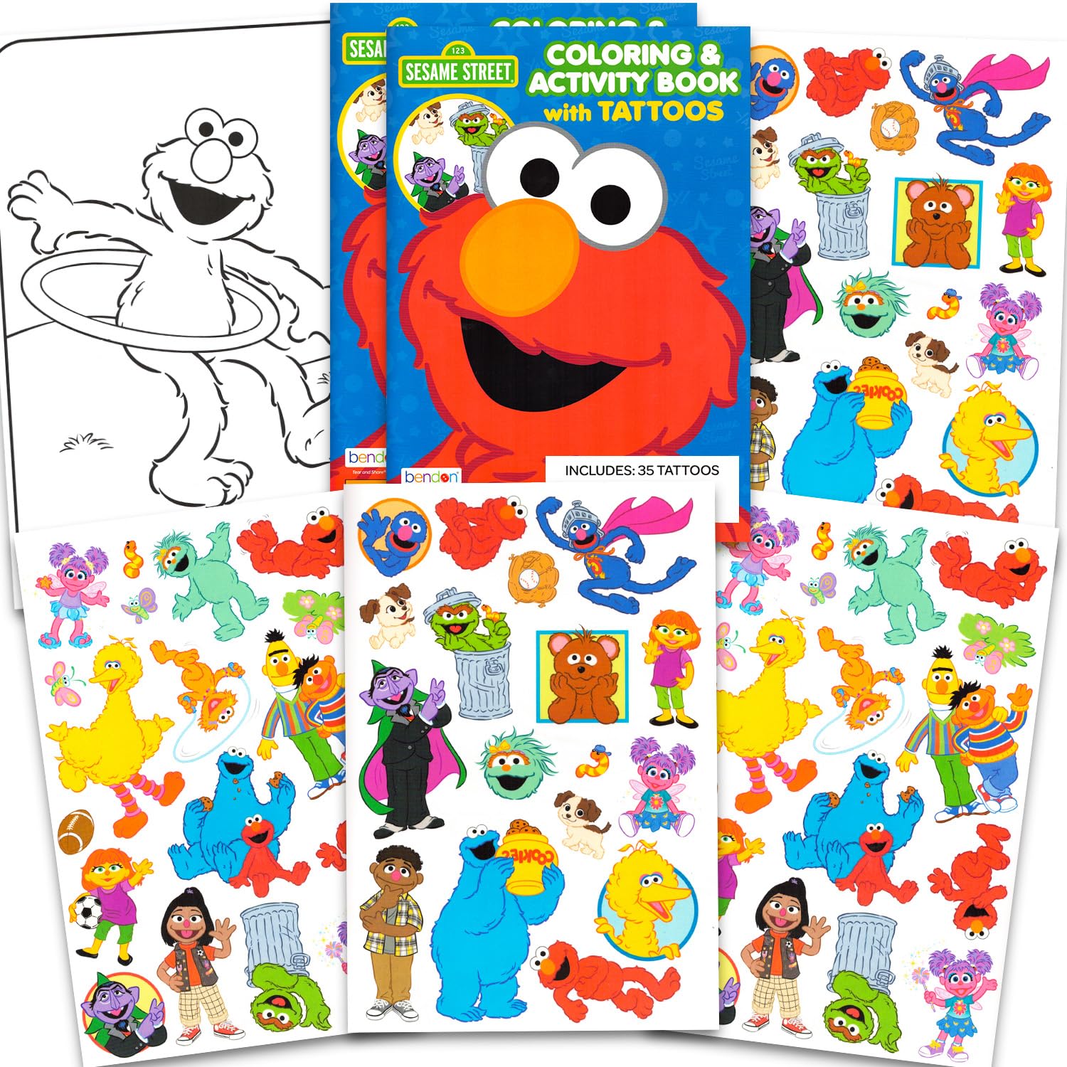 Sesame Street Elmo tattoos for kids, perfect party favors and coloring activities.