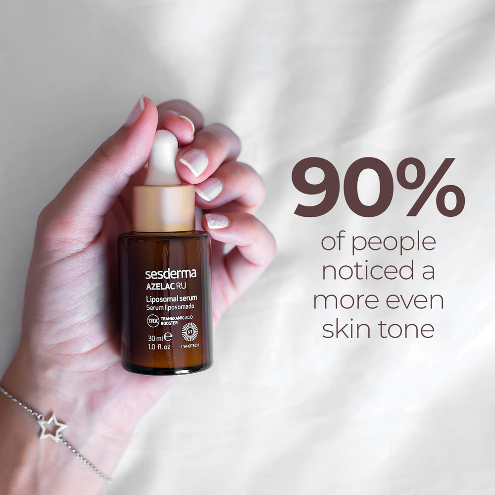 Application of Sesderma AZELAC RU liposomal serum on hand demonstrates texture