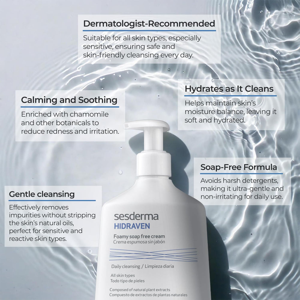 Sesderma HIDRAVEN rinse with water showing clean, refreshed skin.