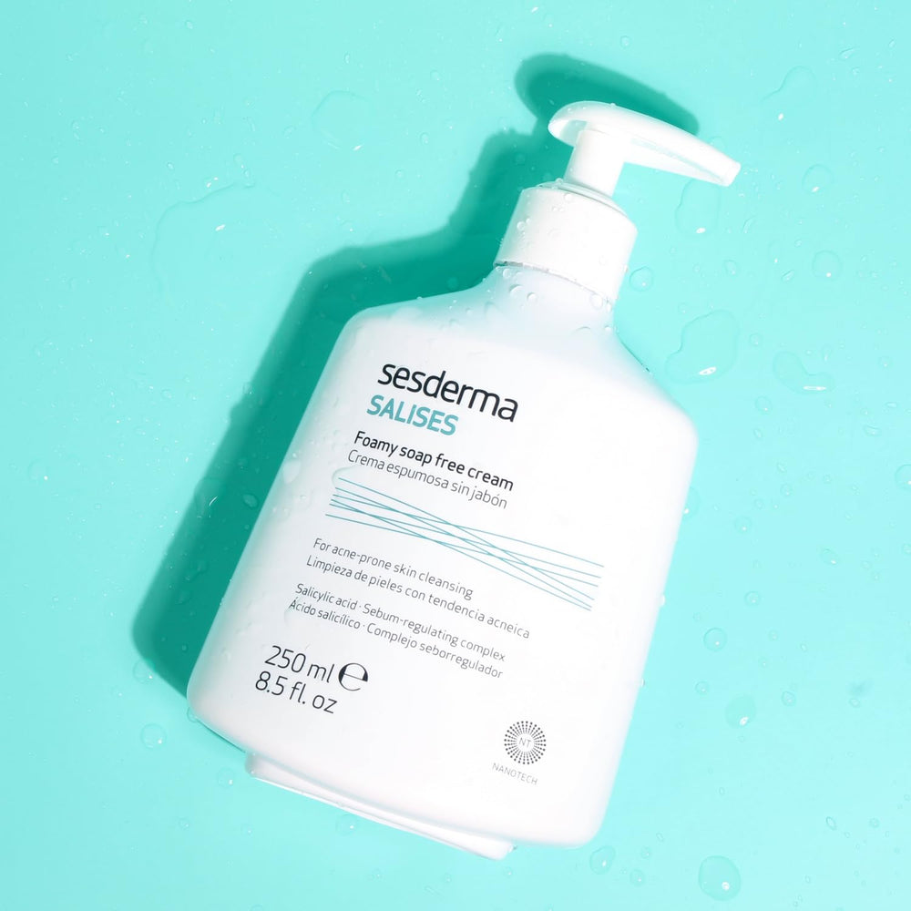 Sesderma SALISES foam on hand demonstrates gentle cleansing