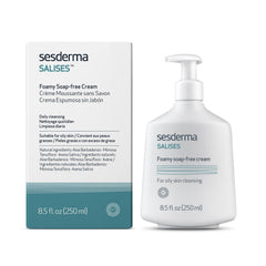 Sesderma SALISES foamy cleanser bottle close-up highlighting oil control