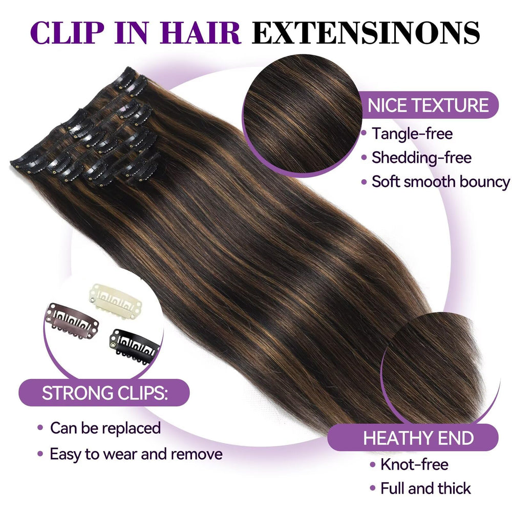 Setible 8-piece double-weft clip-ins provide secure volume for day-to-night styles.
