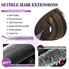 Setible Remy hair clip-ins offer soft texture and tangle-free length.
