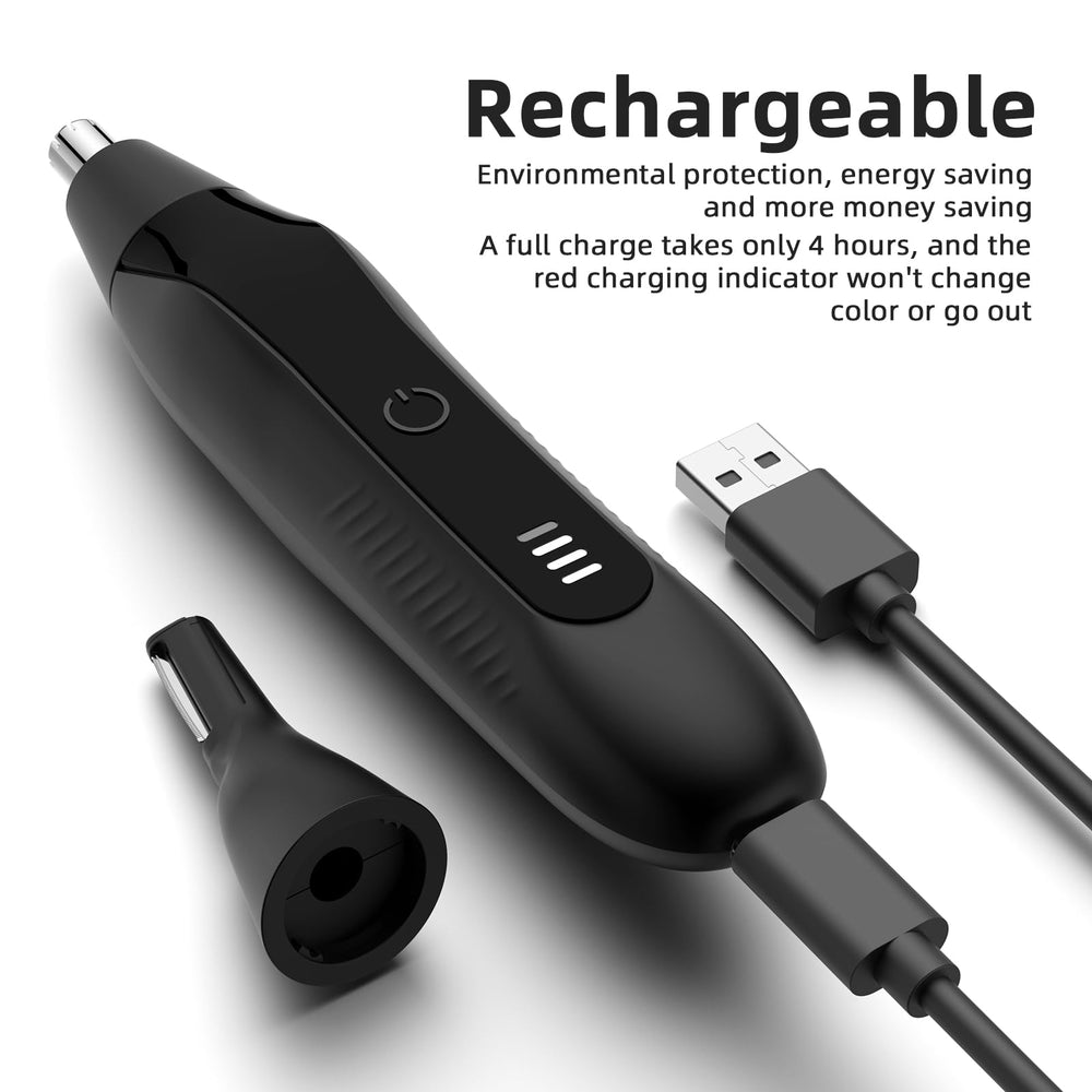 Setonia two-in-one trimmer on face for precise nose and eyebrow grooming.