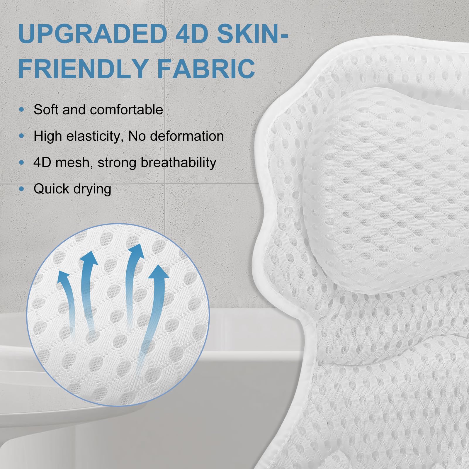 SetSail almohada de baño con succión fuerte mantiene la almohada en su lugar.