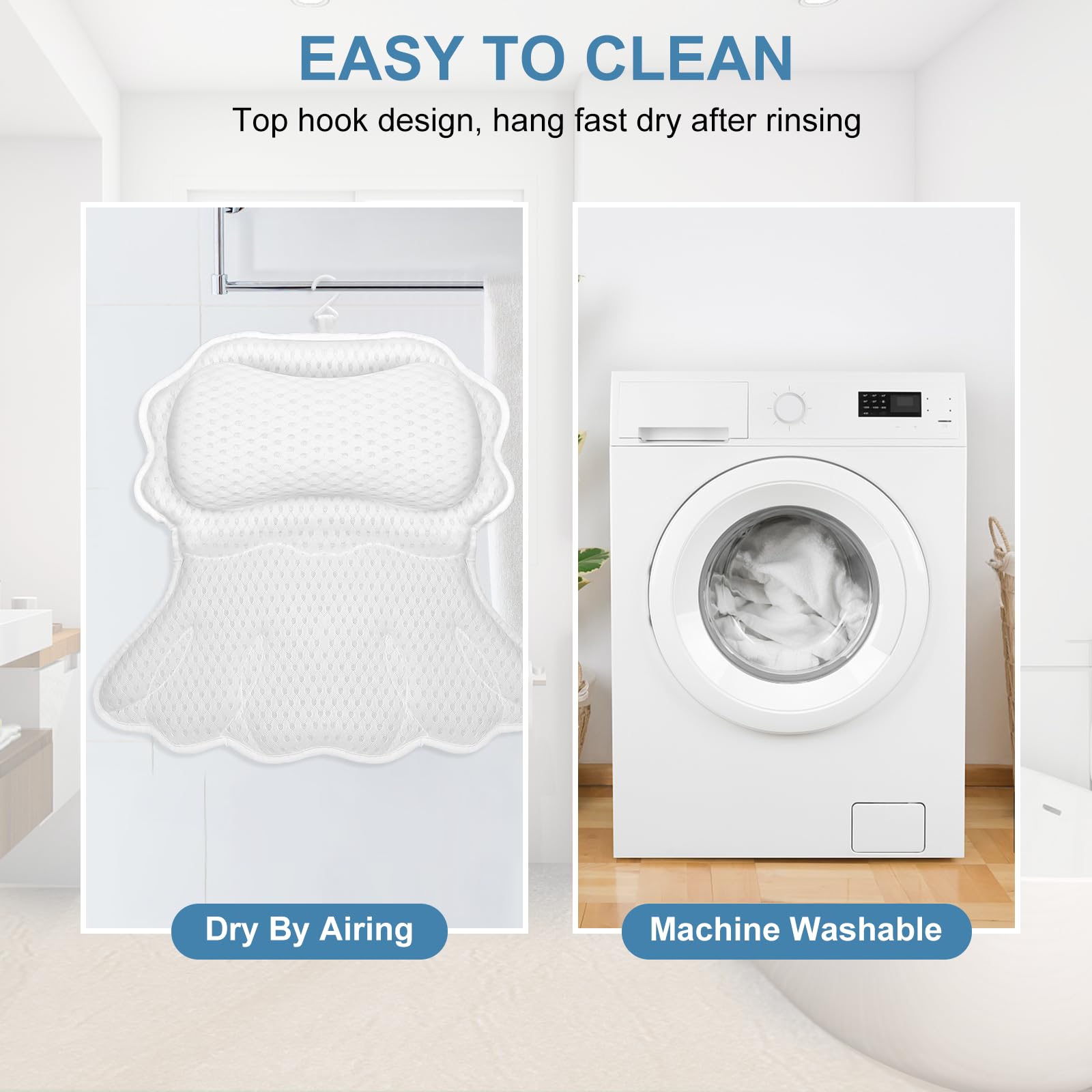 SetSail almohada baño malla 4D ventilada para secado rápido y mayor transpirabilidad.