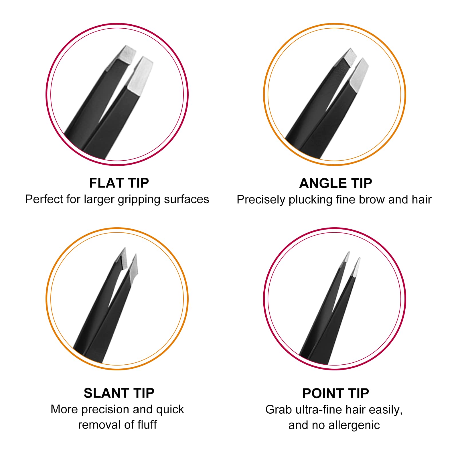 SetSail round pointed tweezers for detailed work near the nose and brows.