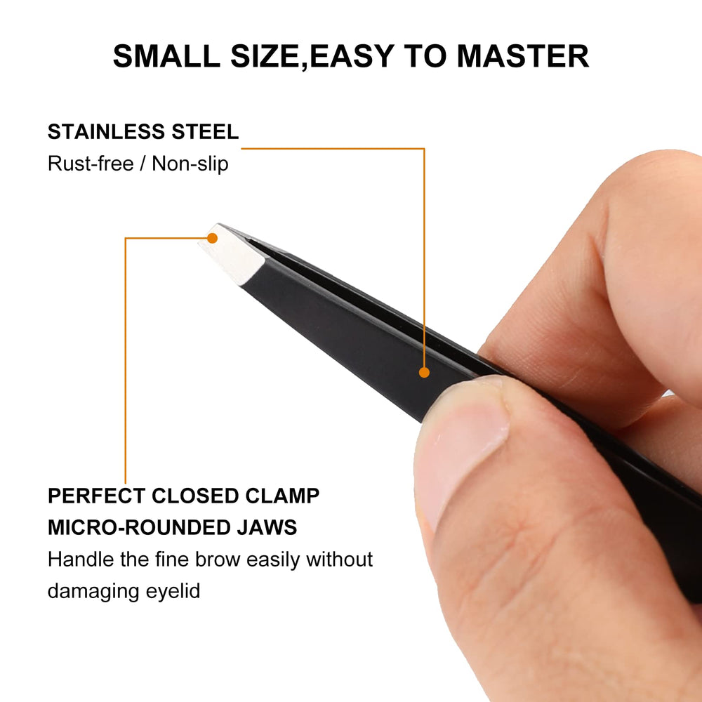 SetSail slanted pointed tweezers for precise grab around small hairs.