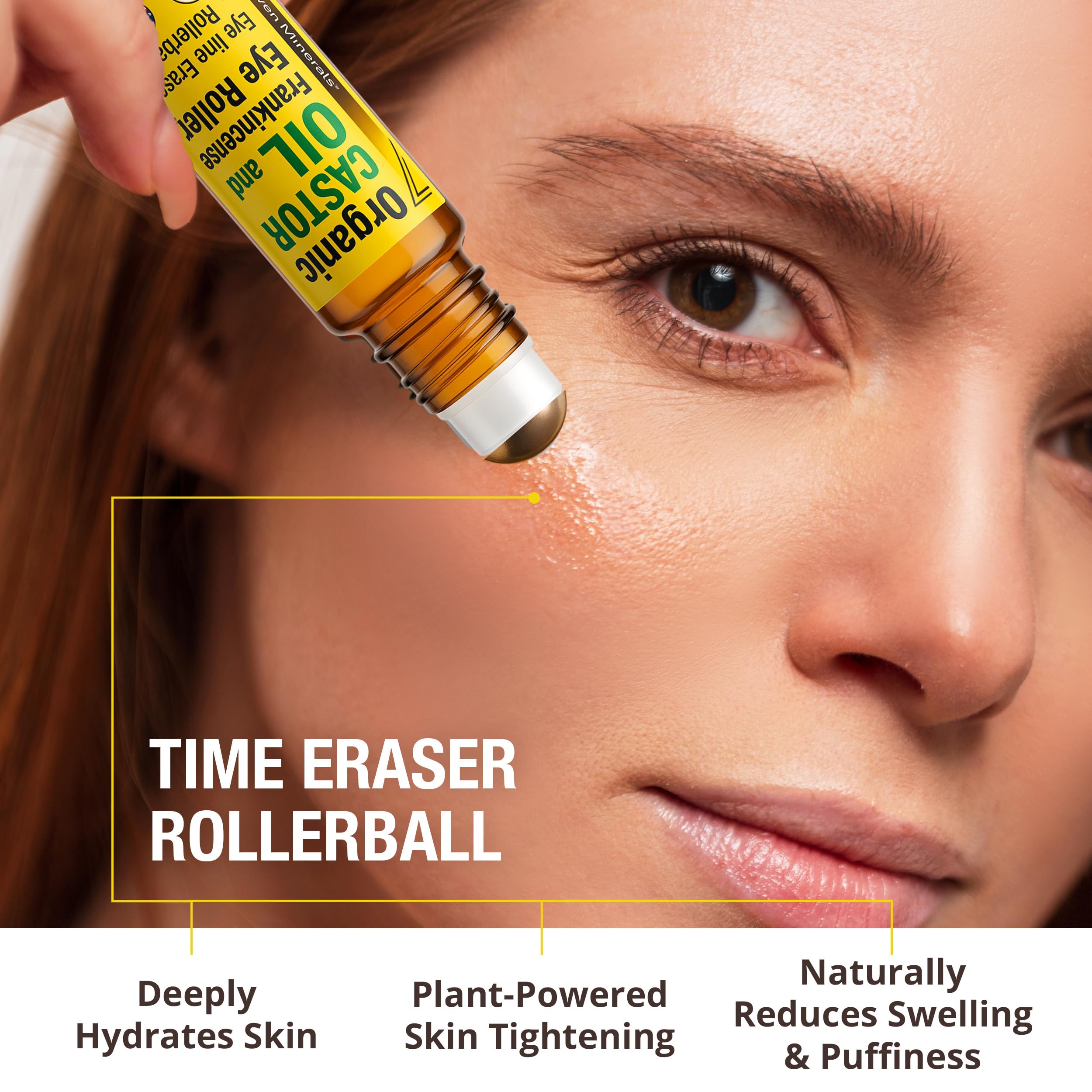 Seven Minerals Aceite de Ricino Orgánico para ojos, hidratación suave alrededor de la mirada