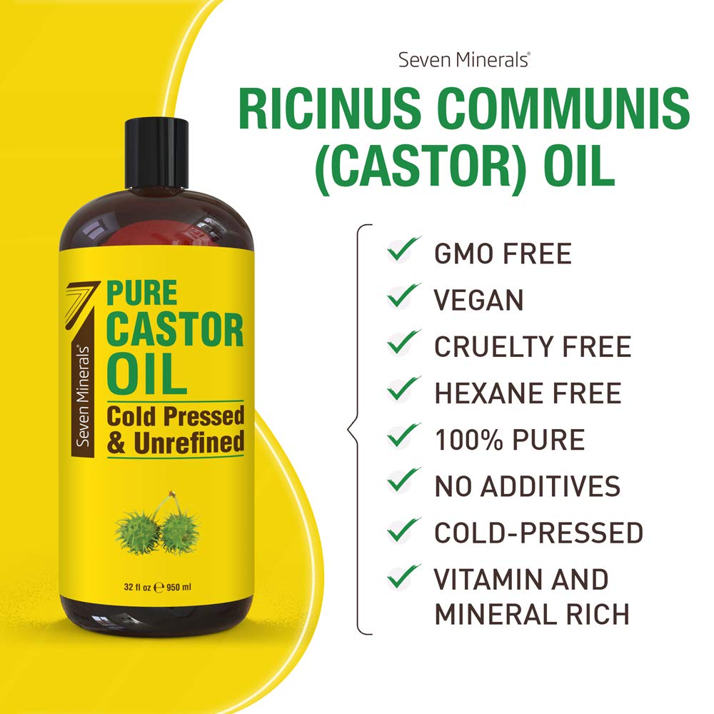Seven Minerals Aceite de Ricino para cejas, hidratación suave