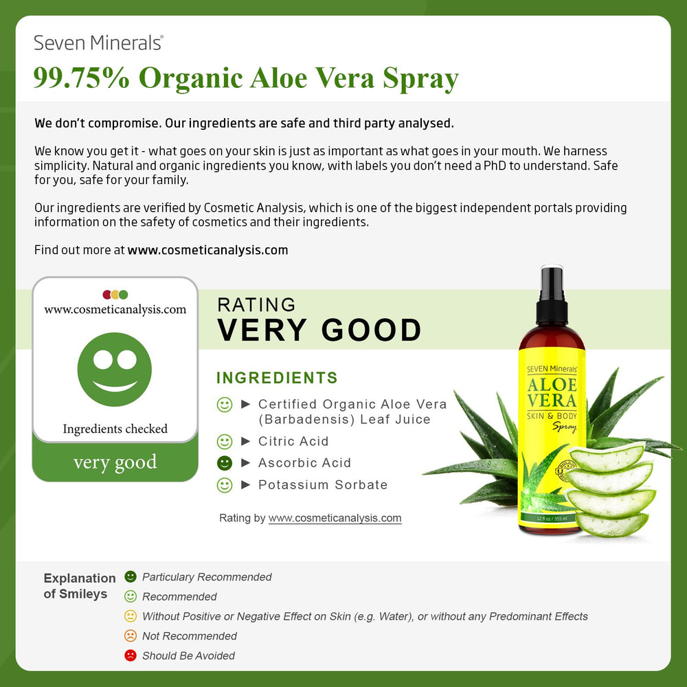 Seven Minerals Aloe Spray mist-application for easy, quick skin hydration.
