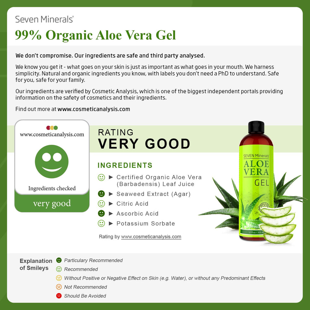Textura suave del gel de Aloe Seven Minerals, absorbe rápido