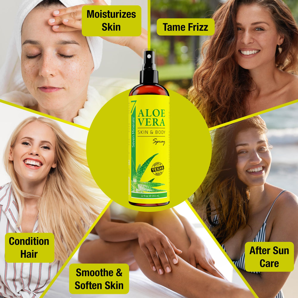 Seven Minerals Aloe Vera Spray cuerpo, hidratación ligera de rápida absorción