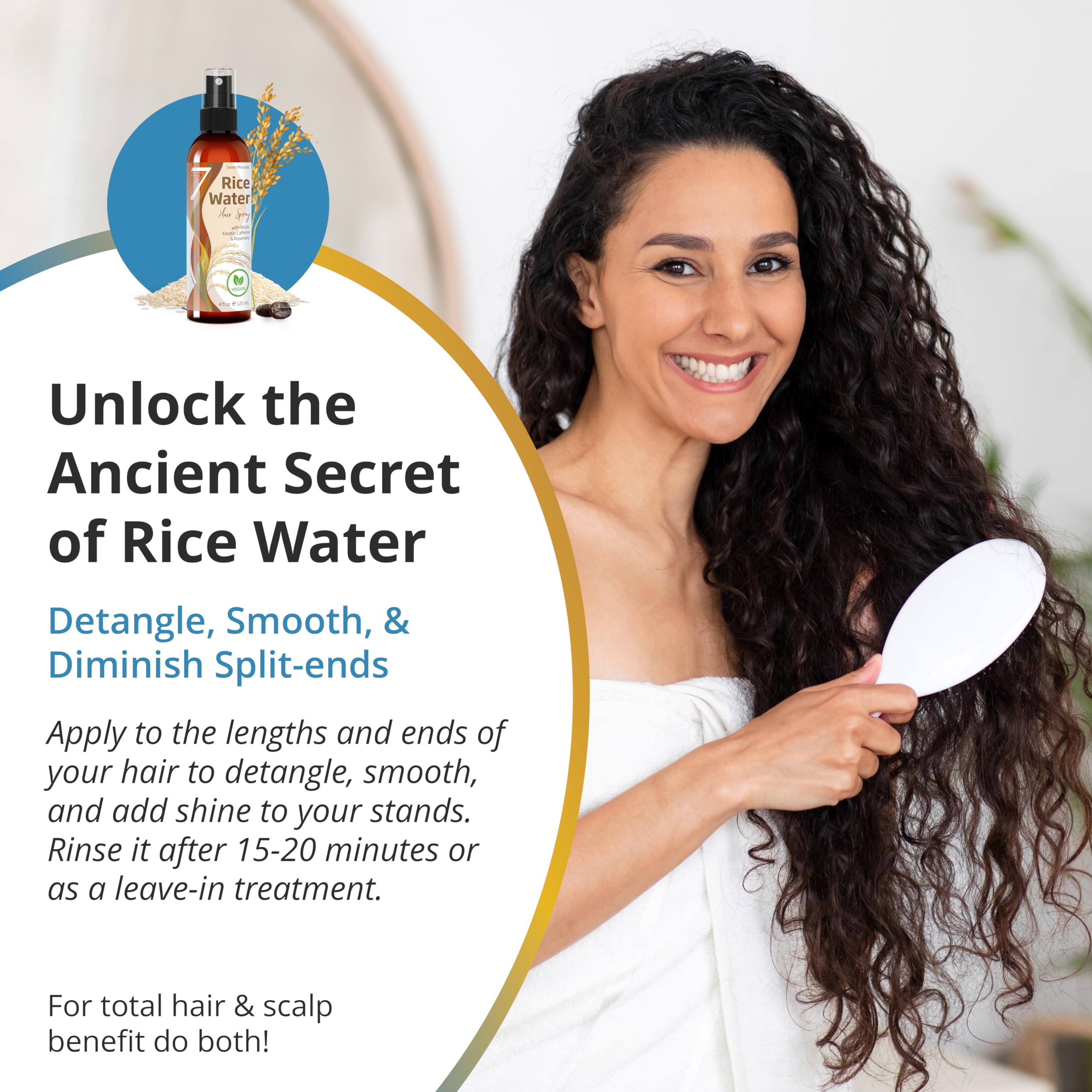 Seven Minerals bottle label detail emphasizes vegan non-greasy formula for everyday use.