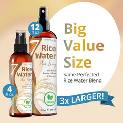 Seven Minerals Fermented Rice Water bottle label highlights traditional hair care ritual.