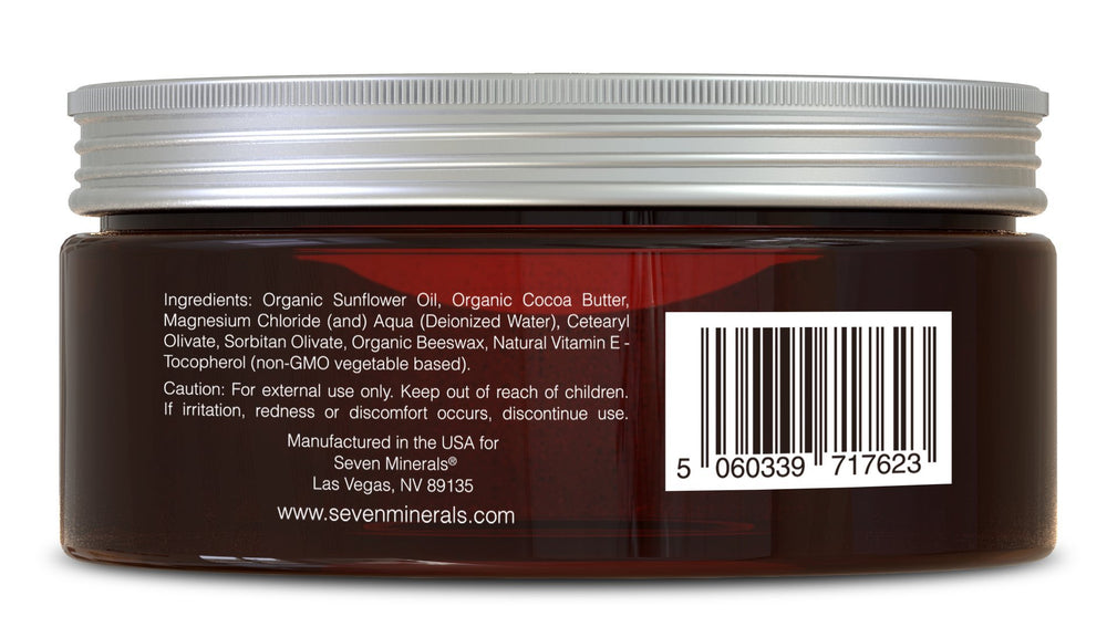 Seven Minerals gluten-free label without artificial fragrances for sensitive skin.