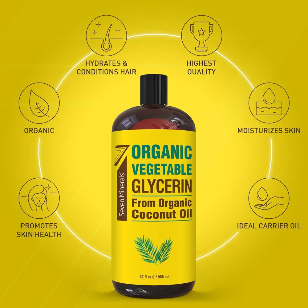 Seven Minerals glycerin bottle pouring demonstrating easy use as a carrier oil in DIY blends