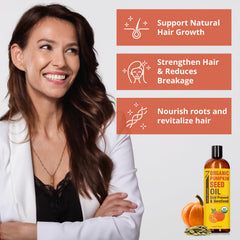 Seven Minerals Pumpkin Seed Oil hexane-free badge signaling purity and safety.