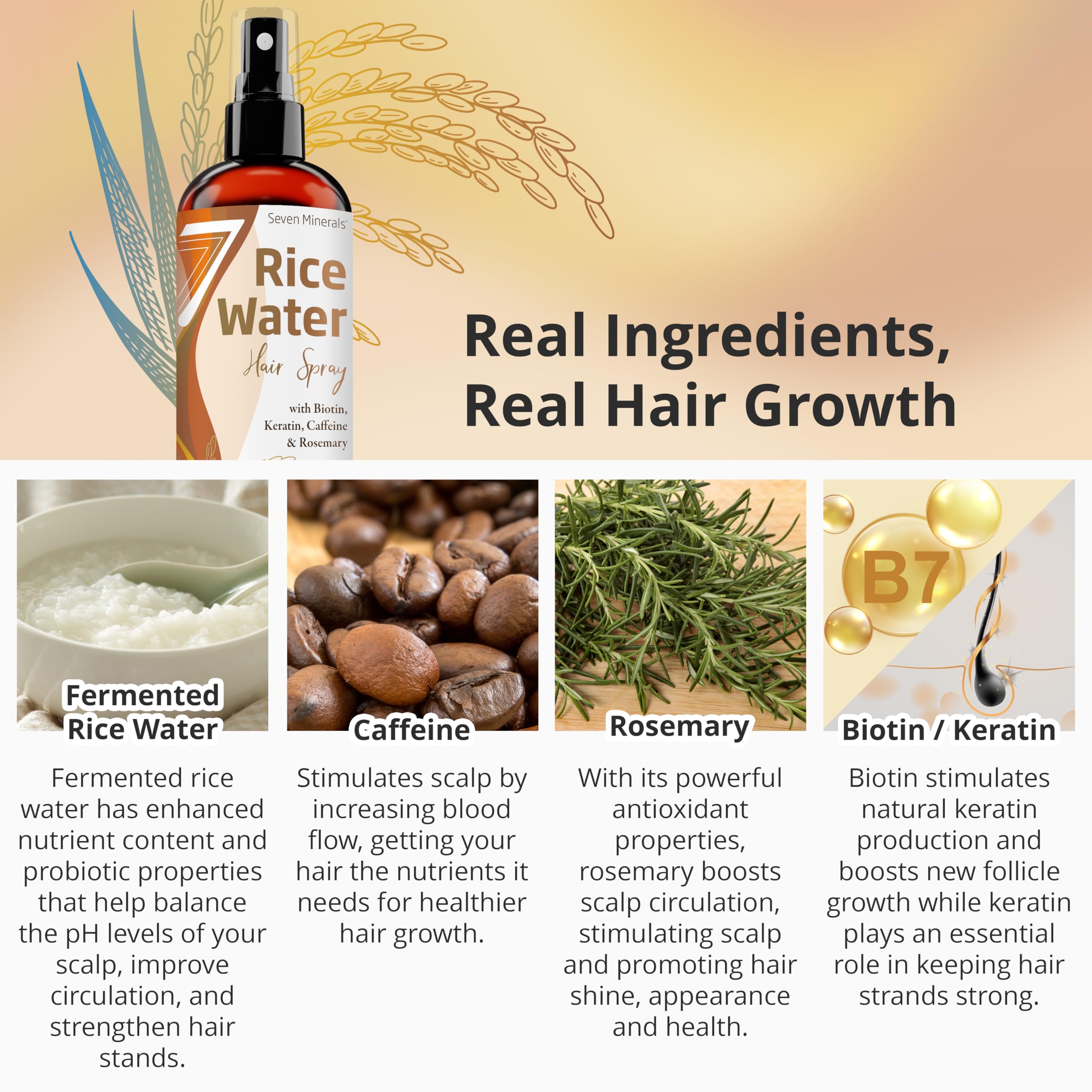 Seven Minerals Rice Water rosemary application spray for lightweight, non-greasy refresh.