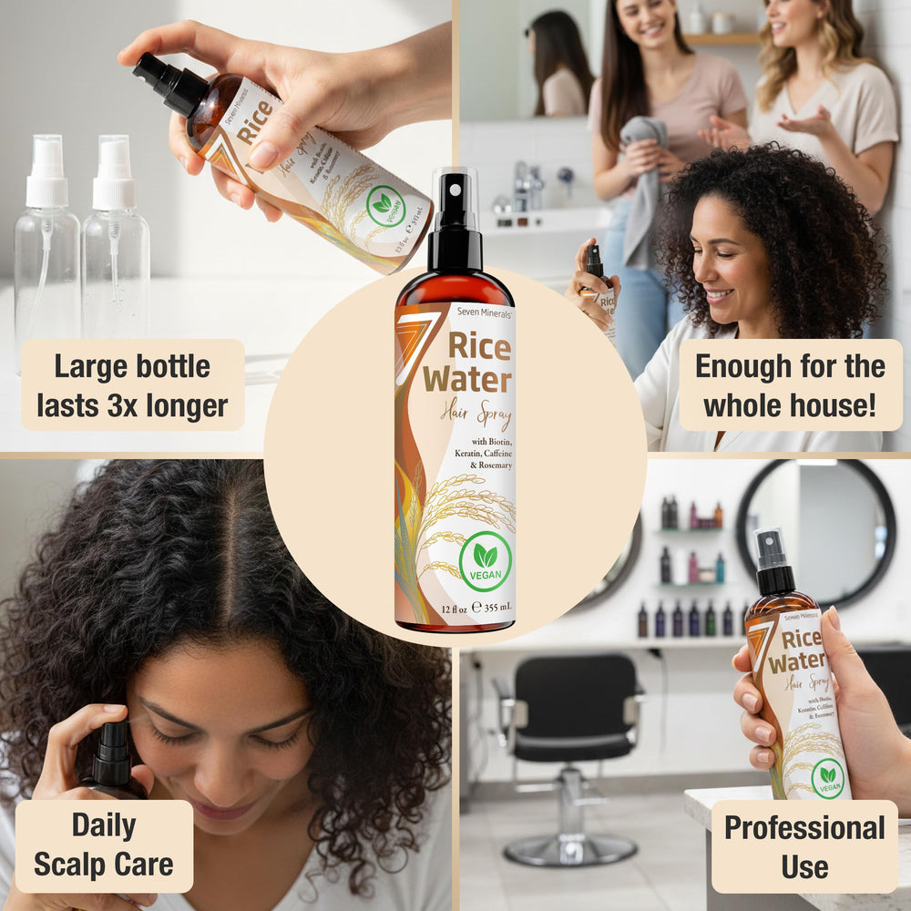 Seven Minerals Rosemary caffeine biotin keratin formula offers scalp refreshment.