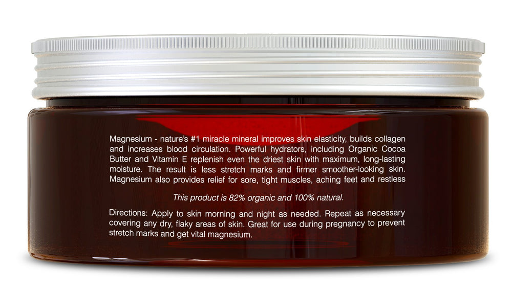 Seven Minerals magnesium cream being applied for smooth, hydrated skin.