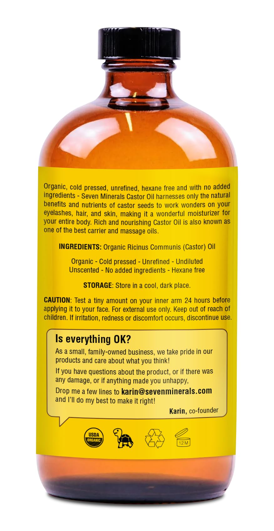 Seven Minerals pour-ready bottle close-up for everyday routines.
