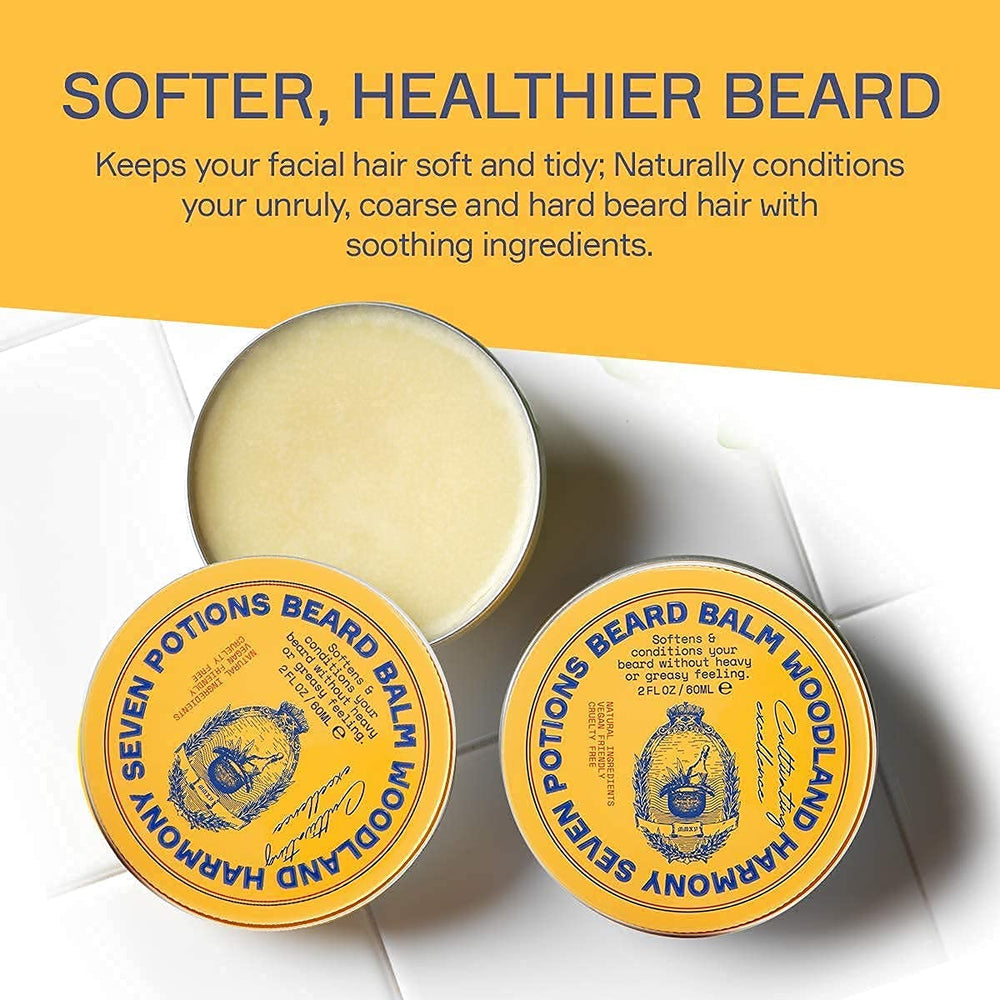 Seven Potions beard balm texture swatch illustrating easy application and softening