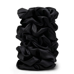SEVEN STYLE satin scrunchies 8-pack in black satin for gentle, crease-free wear.