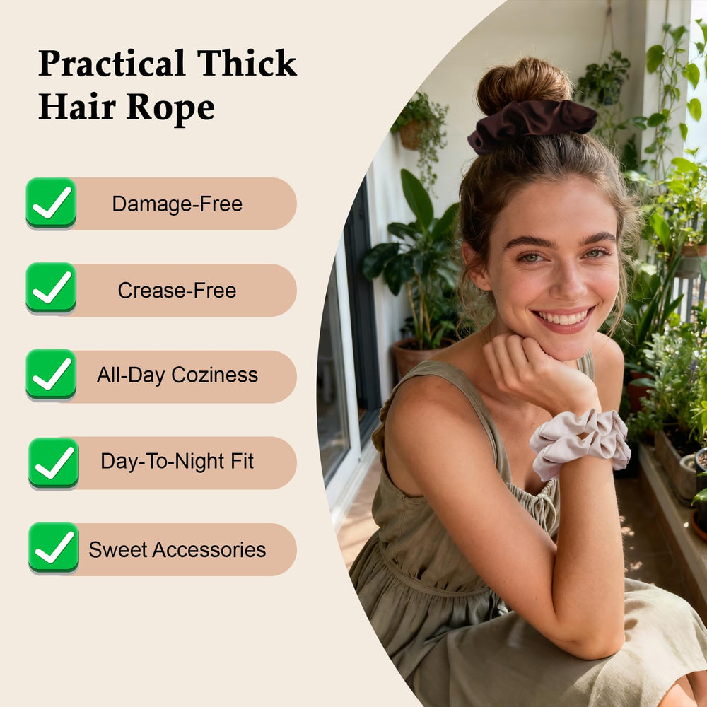 SEVEN STYLE satin scrunchies in light brown hair for versatile everyday wear