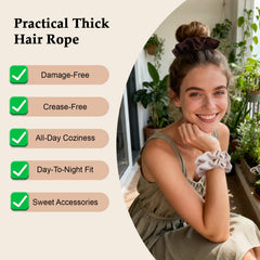 SEVEN STYLE satin scrunchies in light brown hair for versatile everyday wear