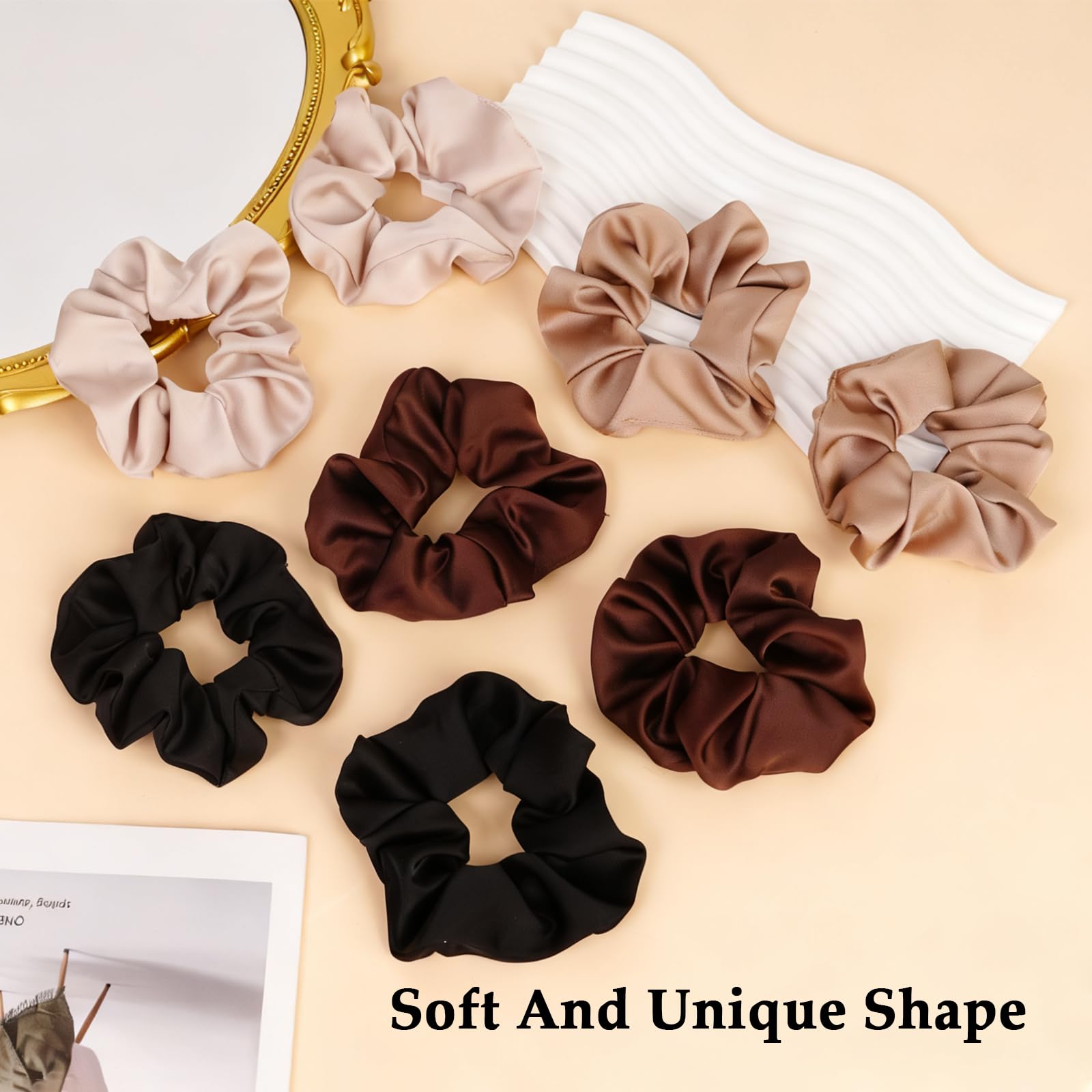 SEVEN STYLE satin scrunchies travel-friendly set for styling on the go