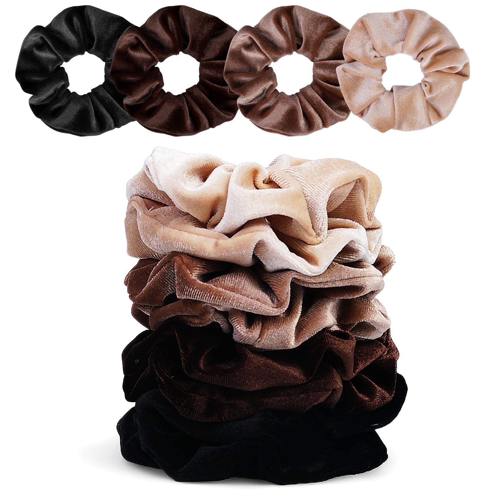 SEVEN STYLE gomas velvet uso diario: combinación neutra y práctica.