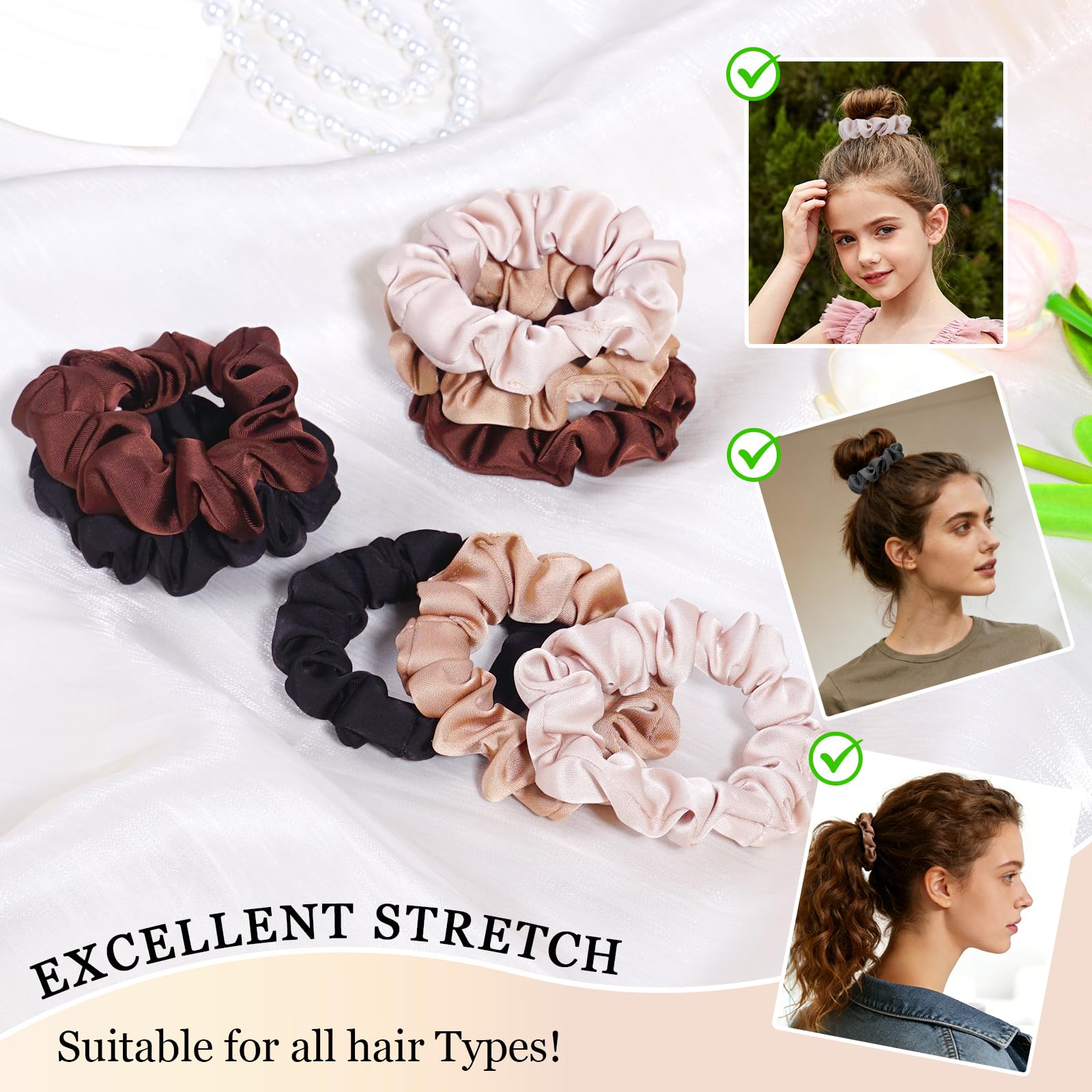 SEVEN STYLE Ultra-Petite satin scrunchies in blonde for gentle, strand-friendly wear