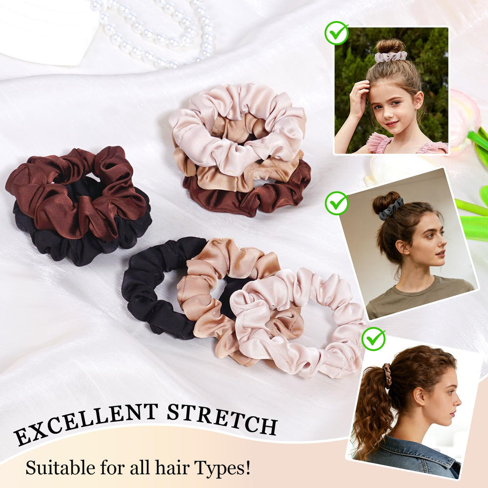 SEVEN STYLE Ultra-Petite satin scrunchies in blonde for gentle, strand-friendly wear